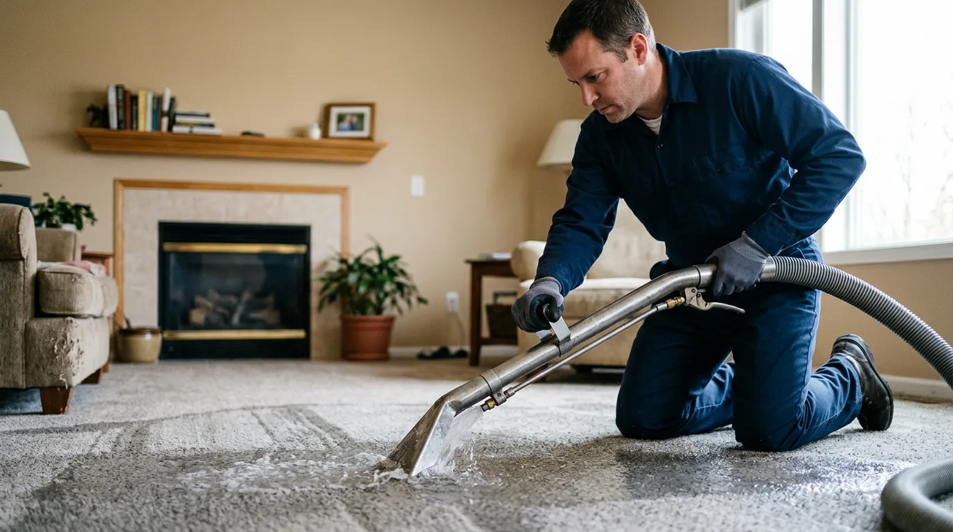 Water damage restoration technician working near New Philadelphia, OH